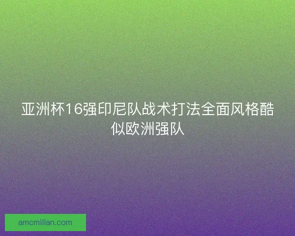 亚洲杯16强印尼队战术打法全面风格酷似欧洲强队 亚洲杯16强印尼队战术打法全面风格酷似欧洲强队